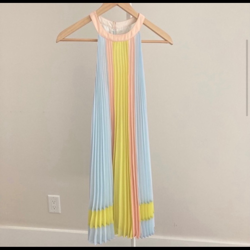 TED BAKER Color Block Pleated Chiffon Dress